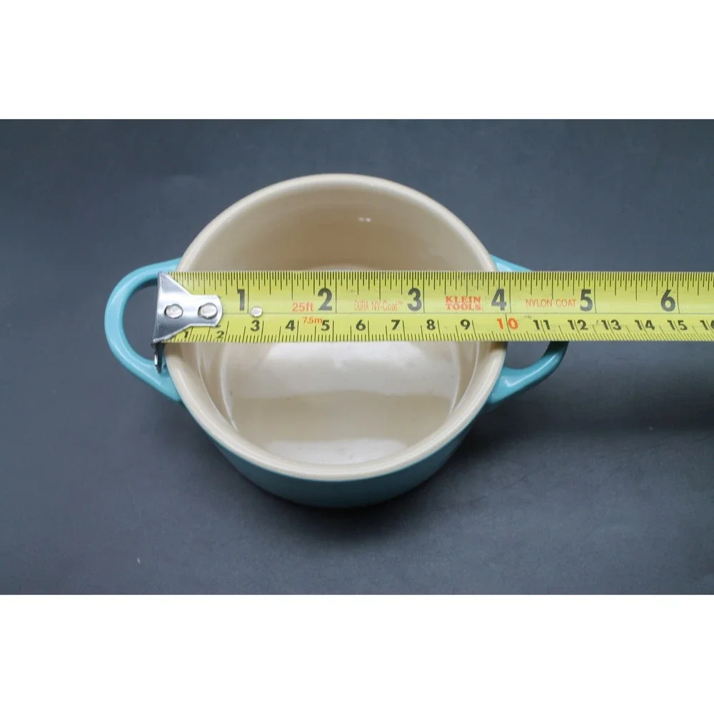 Le Creuset 8 Oz Caribbean Petite Round Individual Casserole Mini Cocotte Blue